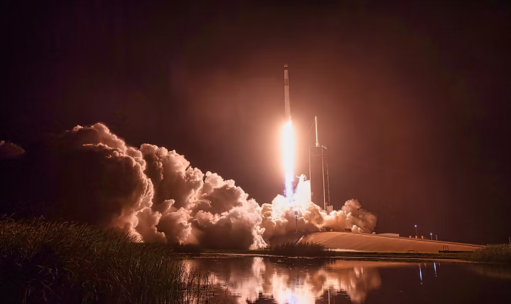 A rocket taking off
